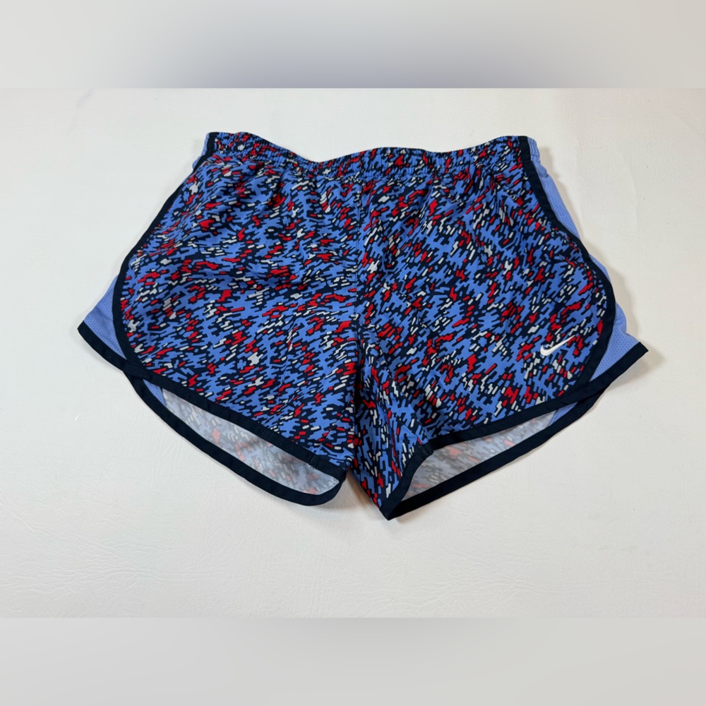 Nike dri fit blue red athletic shorts women large, underwear included (bin Y)